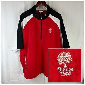 FootJoy Windbreaker Mens XL Red Colorblock Quarter Zip Short Sleeve Orange Tree